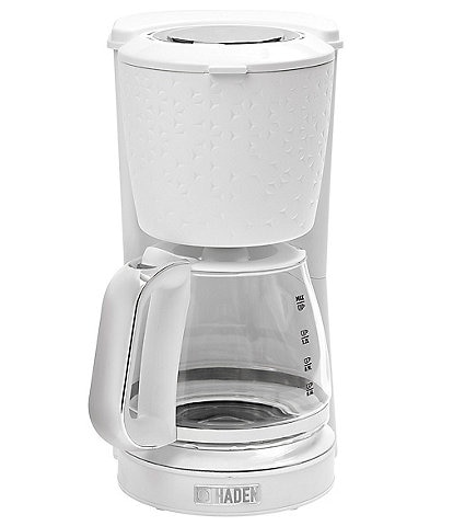 Haden Starbeck Coffee Drip Coffee Maker 1.5 Liter 10 Cup Coffee Machine, Textured PP/ABS Body with Glass Coffee Carafe, White