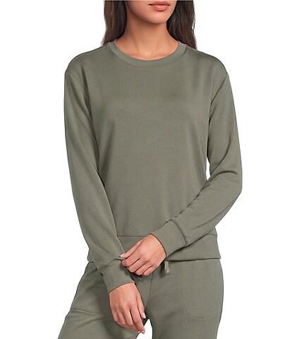Half Moon By Modern Movement Long Sleeve Crew Neck Scuba Knit Coordinating Lounge Top