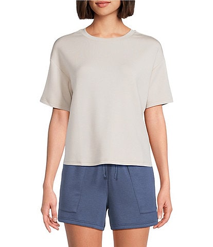 Half Moon by Modern Movement Short Sleeve Crew Neck Knit Coordinating Lounge Top