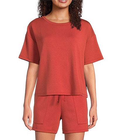 Half Moon by Modern Movement Short Sleeve Crew Neck Knit Coordinating Lounge Top