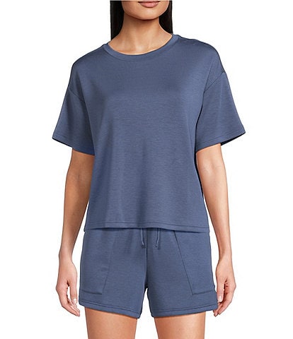 Half Moon by Modern Movement Short Sleeve Crew Neck Knit Coordinating Lounge Top