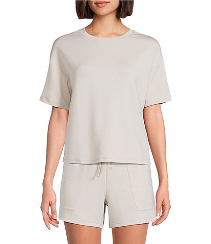 Half Moon by Modern Movement Short Sleeve Crew Neck Knit Coordinating Lounge Top