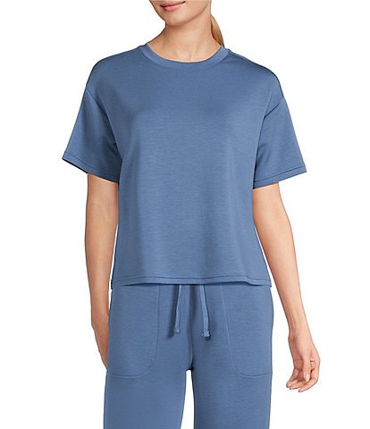 Half Moon by Modern Movement Solid Jersey Knit Short Sleeve Round Neck Coordinating Lounge Top