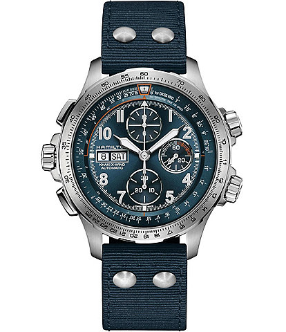 Hamilton Men's Khaki Aviation X-Wind Automatic Chronograph Blue Textile Strap Watch
