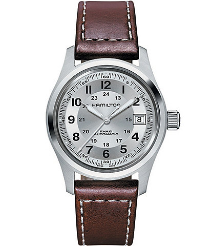Hamilton Men's Khaki Field Automatic Leather Strap Bracelet Watch