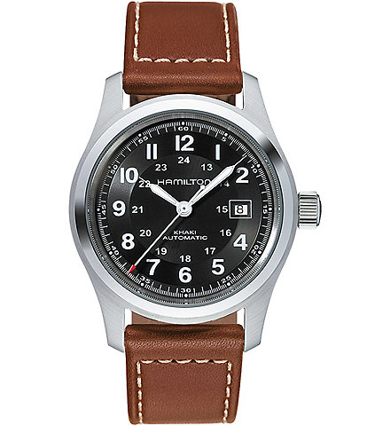 Hamilton Khaki Field Automatic Brown Leather-Strap Watch
