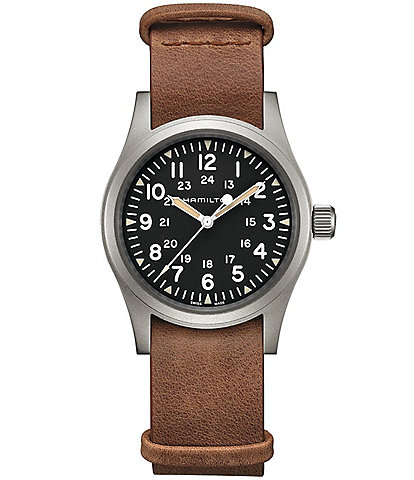 Hamilton Men's Khaki Field Mechanical Brown NATO Leather Strap Watch