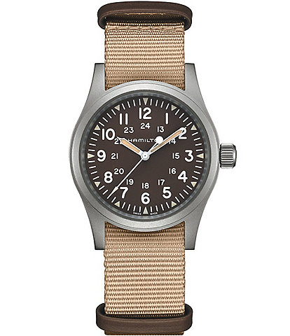 Hamilton Men's Khaki Field Mechanical Beige NATO Strap Watch