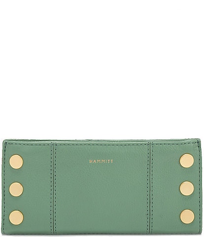 Hammitt 110 North Pebble Leather Gold Studded Checkbook Wallet