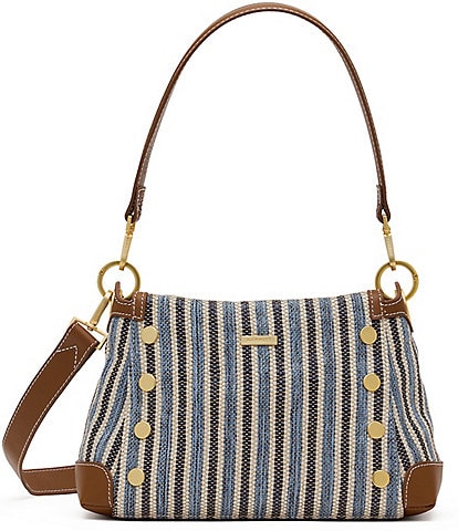 Hammitt Bryant Medium Cabana Blue Jute Studded Shoulder Bag