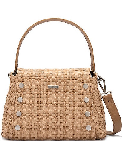 Hammitt Contrast Woven Bryant Medium Studded Leather Shoulder Satchel Bag