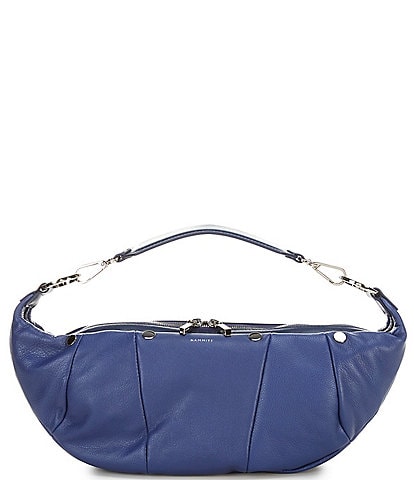 Hammitt Erica Medium Leather Croissant Silver Shoulder Bag