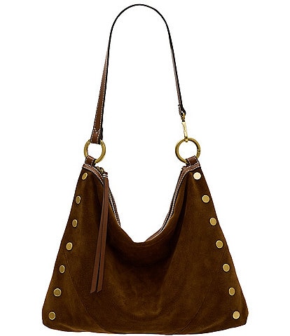Hammitt Kyle Cinnamon Suede Large Studded Shoulder Bag
