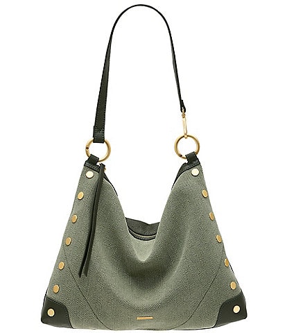 Hammitt Kyle Large Brushed Gold Canvas Shoulder Bag