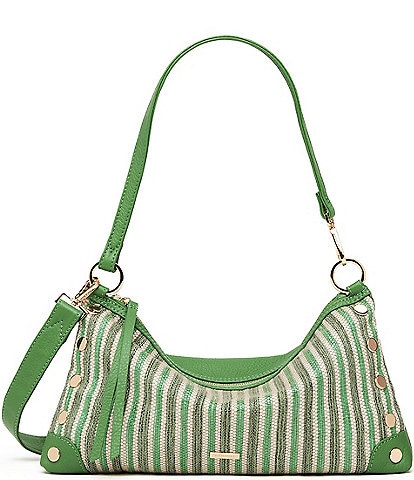 Hammitt Kyle Medium Pickle Stripe Jute Studded Shoulder Bag