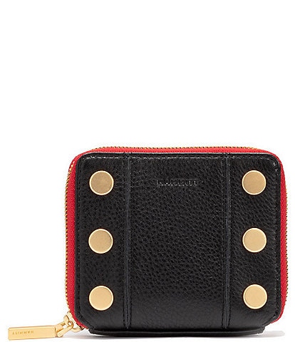 Hammitt North Gold Studded Color Block Red Zipper Leather Wallet