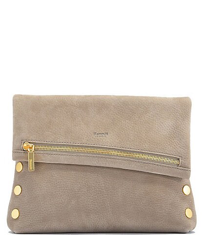 Hammitt VIP Studded Leather Fold-Over Zip Flap Medium Crossbody Bag