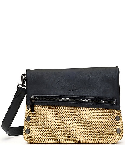 Hammitt Vip Foldover Straw Studded Medium Crossbody Bag