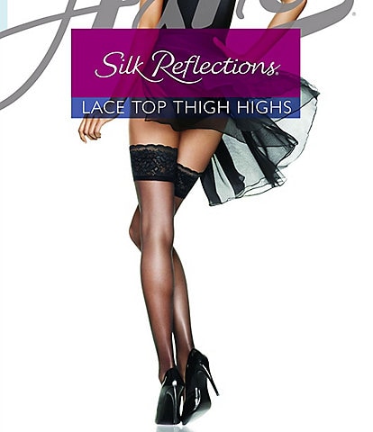 Hanes Silk Reflections Lace Top Thigh Highs