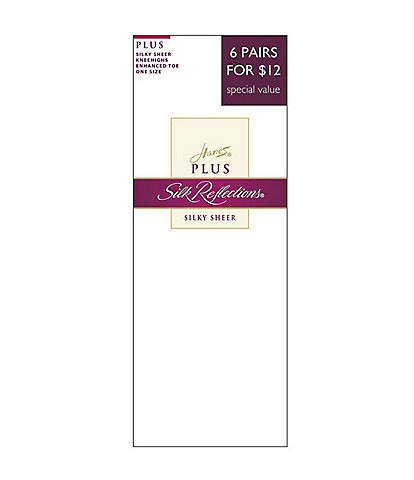 Hanes Plus Size Silk Reflections Reinforced-Toe Wide Comfort Band Knee Highs 2-Pack
