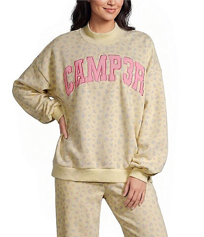Happy Camp3r Coordinating Floral Print Mock Neck Long Sleeve Pullover