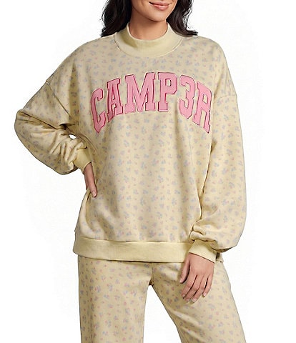 Happy Camp3r Coordinating Floral Print Mock Neck Long Sleeve Pullover