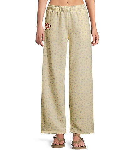 Happy Camp3r Floral Print Scuba Straight Leg Pull-On Coordinating Sweatpants