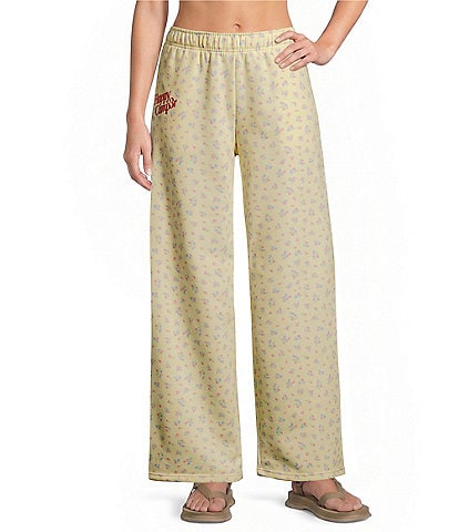Happy Camp3r Floral Print Scuba Straight Leg Pull-On Coordinating Sweatpants