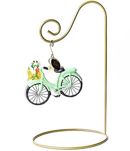 Happy Everything! Bicycle Glass Shaped Ornament With Gold Stand