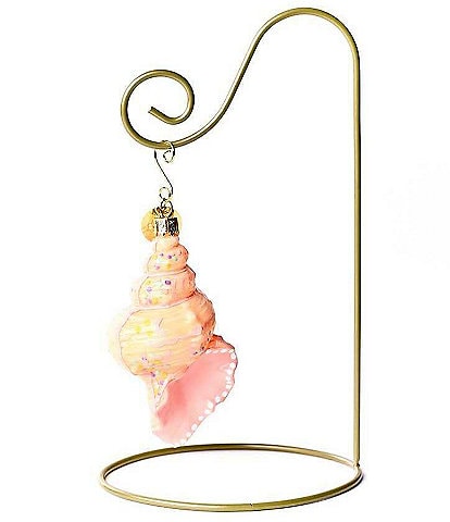 Happy Everything! Conch Shell Glass Shaped Ornament With Gold Stand