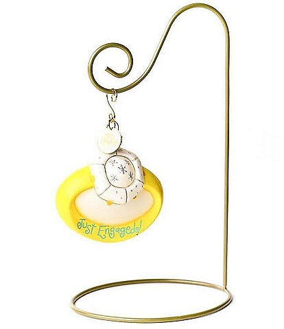 Happy Everything! Just Engaged Ring Glass Shaped Ornament With Gold Stand