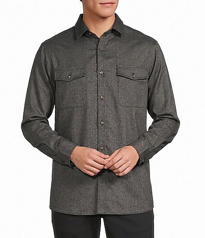 Hart Schaffner Marx 2 Pocket Solid Long Sleeve Dress Shirt