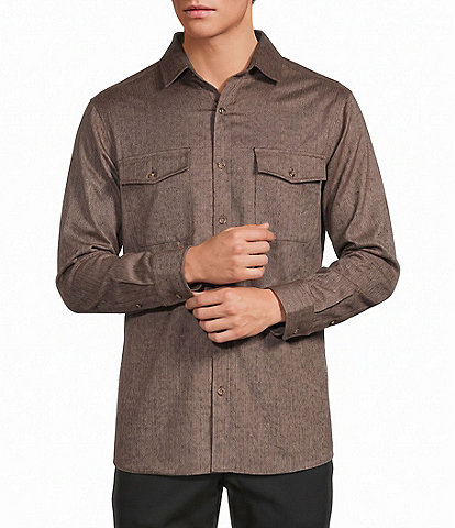 Hart Schaffner Marx 2 Pocket Solid Long Sleeve Dress Shirt