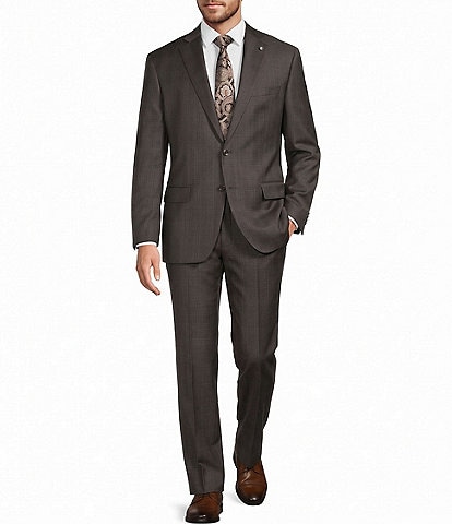 Hart Schaffner Marx Chicago Classic Fit Flat Front Plaid Wool 2-Piece Suit