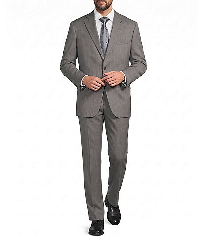 Hart Schaffner Marx Chicago Classic Fit Flat Front Pleated Solid 2-Piece Suit