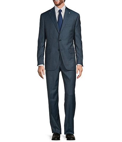 Hart Schaffner Marx Chicago Classic Fit Flat Front Sharkskin Pattern 2-Piece Suit