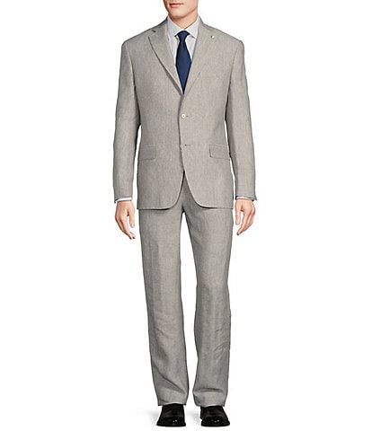 Hart Schaffner Marx Chicago Classic Fit Flat Front Solid 2-Piece Linen Suit