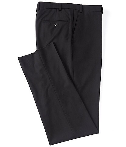 Men Black Regular Fit Solid Flat Front Formal Trousers