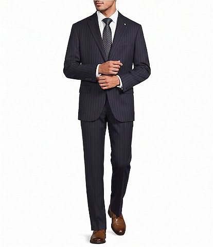 Hart Schaffner Marx Chicago Classic Fit Flat Front Striped 2-Piece Suit
