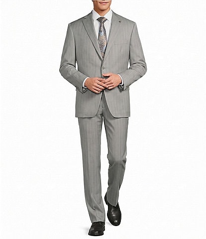 Hart Schaffner Marx Chicago Classic Fit Flat Front Striped Wool 2-Piece Suit