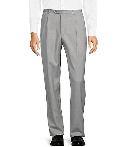 Hart Schaffner Marx Chicago Classic Fit Reverse Pleated Twill Pattern Dress Pants