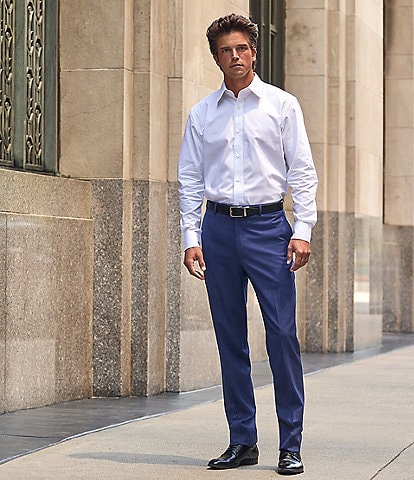 slim fit dress slacks Stretch Linen Dress Pants for Tall Men in Navy Linen 28 / 36 / Navy Linen