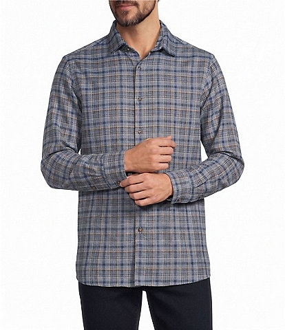 Hart Schaffner Marx Long Sleeve Checkered Heather Woven Shirt