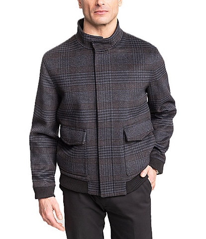 Hart Schaffner Marx Long Sleeve Genesee Plaid Wool-Blend Bomber Jacket