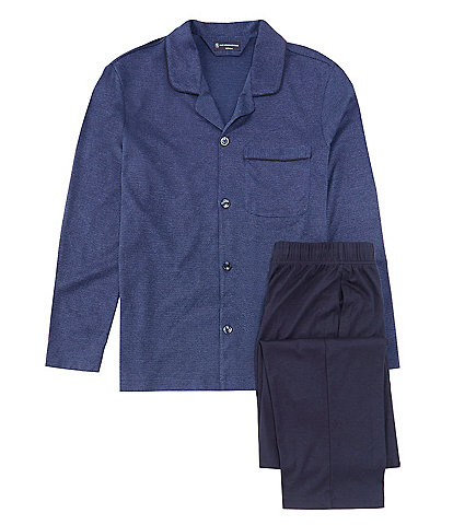Hart Schaffner Marx Long Sleeve Solid Knit Sleep Shirt & Matching Sleep Pant 2-Piece Pajama Set