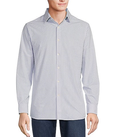 Hart Schaffner Marx Luxury Performance Long Sleeve Circle Geo Woven Sportshirt