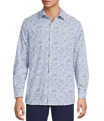 Hart Schaffner Marx Luxury Performance Long Sleeve Large Paisley Print Coat Front Shirt
