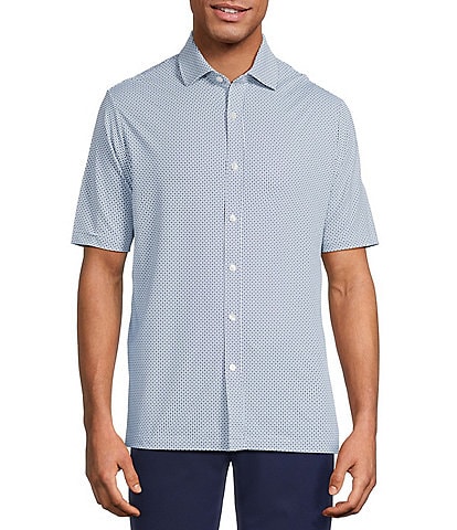 Hart Schaffner Marx Luxury Performance Short Sleeve Geometric Print Coat Front Shirt
