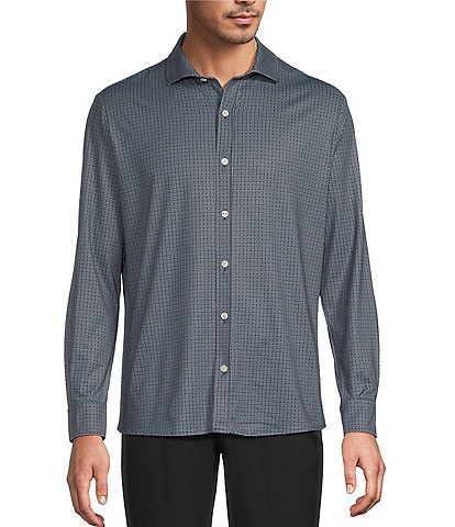 Hart Schaffner Marx Luxury Performance Short Sleeve Petal Geo Button Front Shirt