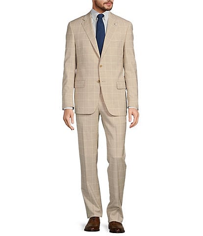 Hart Schaffner Marx New York Modern Fit Flat Front Grid Pattern 2-Piece Suit